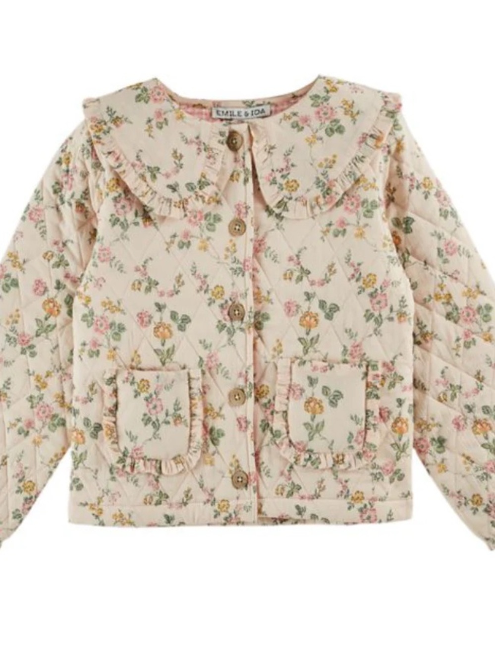 Girls' rosier Floral Quilted Jacket - Pink Cream - Picture 1 of 1